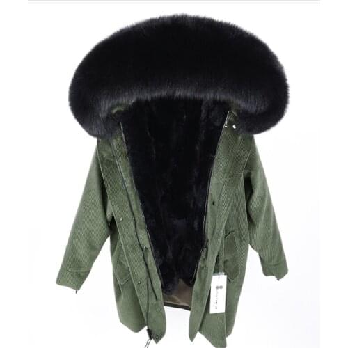 2020 Loose warm real fur coat tide clothing Rex rabbit fur liner Corduroy jacket Parka new womens clothing winter outerwear