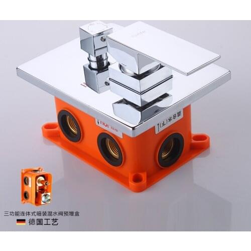 Brass in- wall shower mixer shower valve copper three function mixing valve switch concealed shower function box