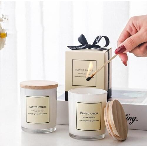 Ribbon Gift Box Soy Wax Aromatherapy Scented Candle Glass Jars Valentines Day Gift Home Living Room Decoration Women Romantic