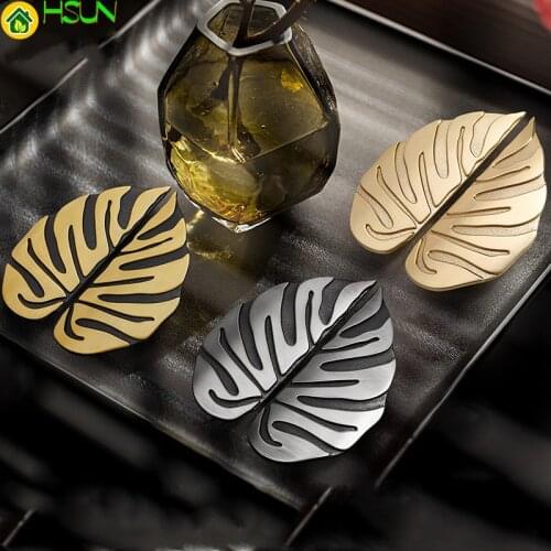 Leaves Leaf Handle Black Creative Gold Cabinet Handles Drawer knobs Wardrobe Door handles Furniture Handles