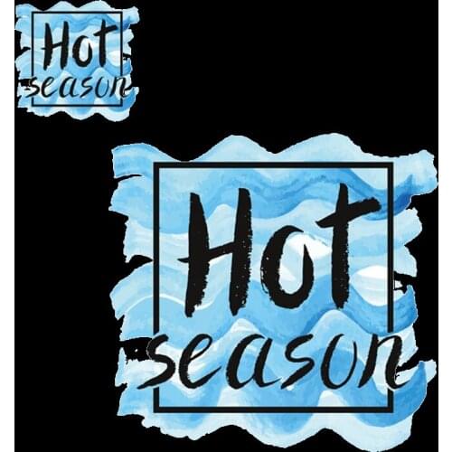 Fashion Summer Blue Waves Handmake letter Iron on Heat Transfer Printing Patches Stickers Clothes DIY Appliques