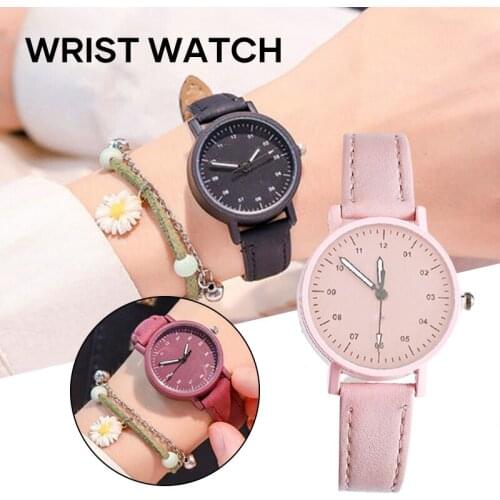 Fashion Minimalist Quartz Watch With PU Leather Strap Round Dial Wrist Watch for Casual Daily Office for Women TT@88