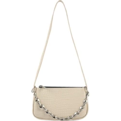 Fashion Crocodile Pattern Baguette Bags PU Leather Shoulder Bag Women Chain Designer Luxury Handbag Female