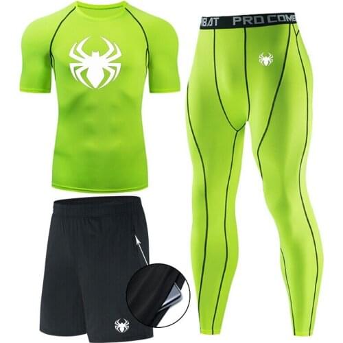 Man Running Tights Top Sports Set Quick Dry Fitness Clothing Compression Pants Summer Tracksuit for Men Workout Set Jogging Suit