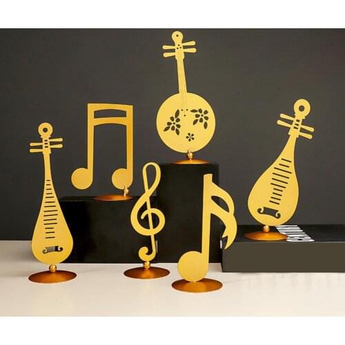 Musical Figurine Simple Decorative Metal Creative Notes Instrument Ornament for Living Room