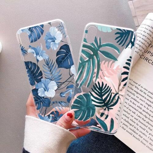 Palm tree Leaves Plant Flower Soft Clear Phone Case for iphone 11 12 Pro Max 7 8 Plus SE2 X XR XS MAX Back Transparent Cover