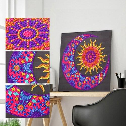 Moon Sun Flower Diamond Painting Special Shaped Diamond Painting Diy 5d Partial Drill Cross Stitch Kits Crystal Home Decoration