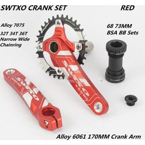 SWTXO CRANK SETS MTB Mountain Bike Alloy Narrow Wide 32T 34T 36T Chainring 9 10 11 12 Speed 170mm Crank 68 73MM BSA BB Set