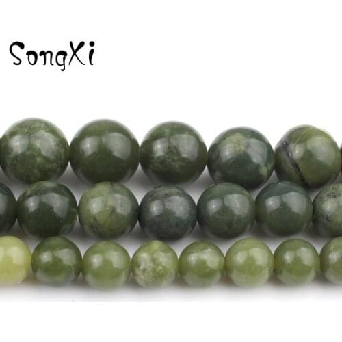 Natural A++ Round Green Canada Jades Stone Loose Beads For Jewelry Making DIY Bracelet Necklace Pick Size 6/8/10/12mm 15 Inches