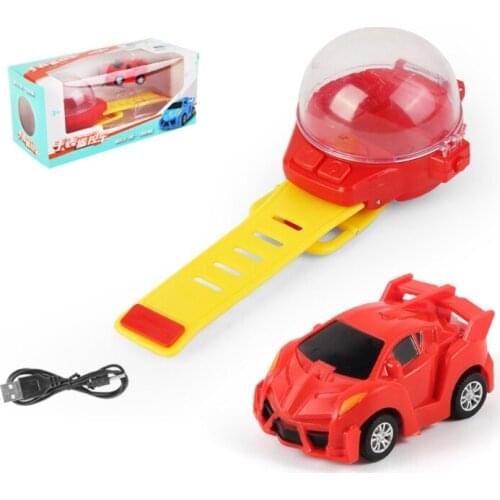 4 Color Options Novelty Watch Mini Watch Car Wearable Watch RC Car Toy Portable Car Cartoon Shape USB Charging Watch Car