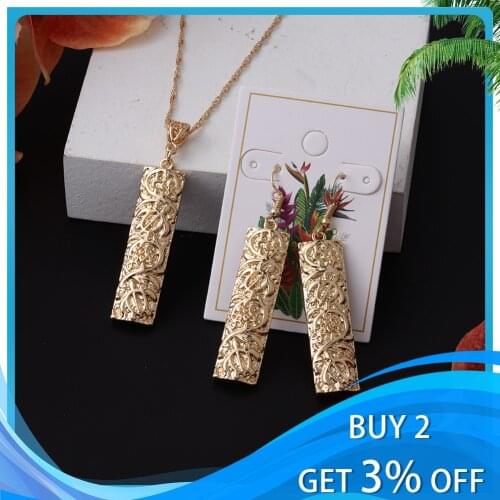 Hawaiian New Fashion Jewelry Sets Dropship Hamilt Gold Polynesian Pendant Necklaces Carved Turtl Earring Set Wholesale for Women