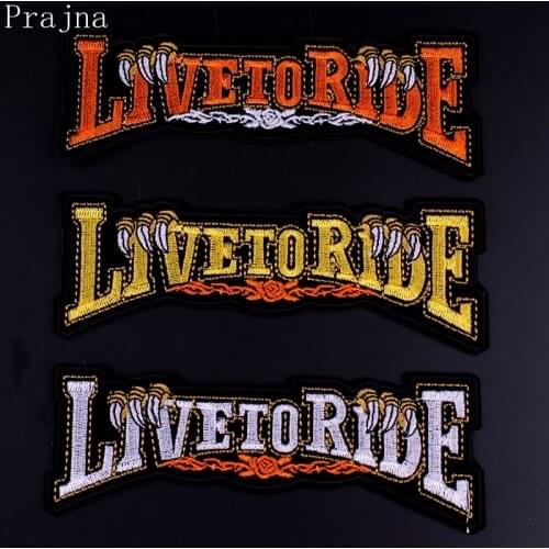 Prajna Live To Ride Patch Motorcycle Letter Hippie Patches Iron On Embroidered Patches For Clothes Stripes Stickers DIY Applique