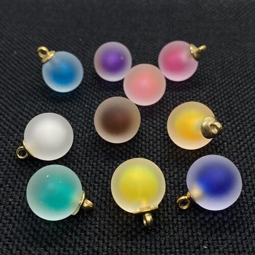 10pcs Acrylic Ball Pendant Color Band Frosted Ball Burst Bead Pendant for DIY Jewelry Making Necklace Bracelet Earrings