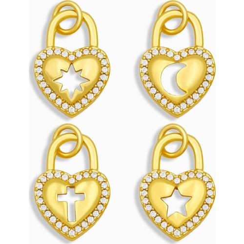 OCESRIO Gold Plated Brass Earring Charms in Jewelry Making Heart Pendant Charms Earring Making Supplies Hypoallergenic chma033