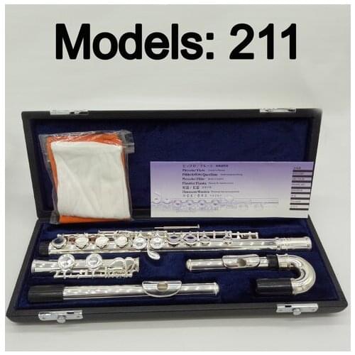 Professional Flute 211 Silver Plated Flute Instrument Intermediate Student Curved Headjoint Flutes C Leg 16 Holes Closed E Key