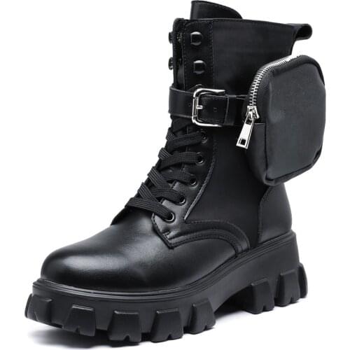 RASMEUP Genuine Leather Womens Pocket Boots 2020 New Fashion Style Women Shoes Breathable Ladies Trainers Footwear plus size