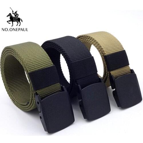 NO.ONEPAUL Mens casual fashion tactical belt alloy automatic buckle youth students belt outdoor sports training free shipping