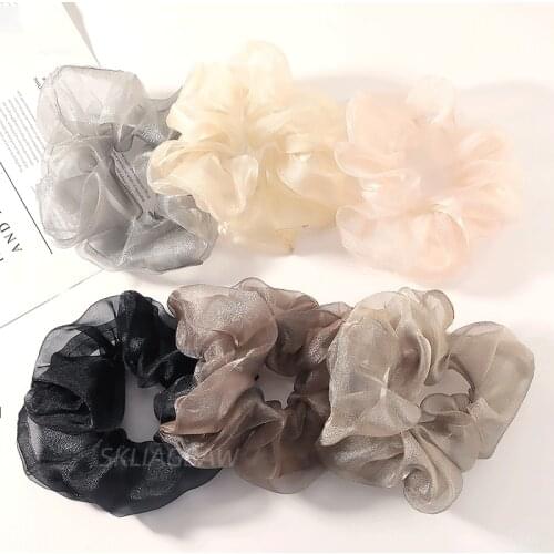 Fashion Scrunchie Women Elastic Hair Band Colorful Solid Color Large Chiffon Hair Scrunchies Girls Hair Ties Hair Accessories