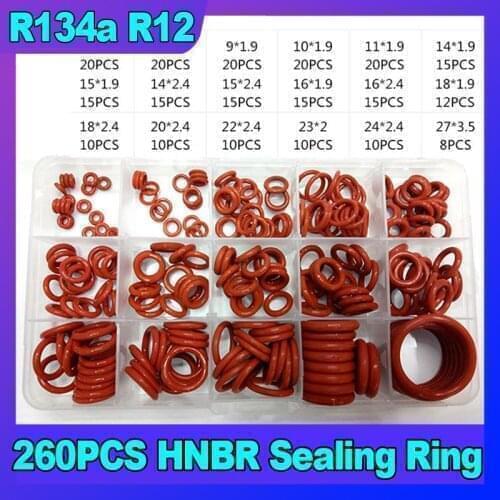 HNBR Rubber Red R134a R12 O-Ring Seal Kit Assortment Set For Car Automotive A/C Air Conditioning System