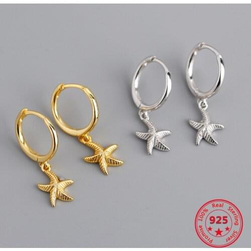 Europe And The United States specials Pure 925 Sterling Silver Earrings Starfish Shape Eardrop Exquisite Only Beautiful Ornament