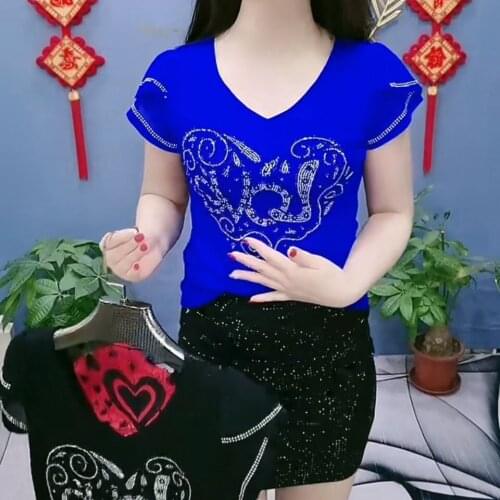 Mesh hot diamond shirt 2021 summer new sexy backless fashion slim coat Joker T-shirt