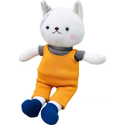 38cm Woolen doll rabbit Plush toys Crochet knitting Cotton fox cat rabbit doll Hand knitting animal dolls Couple bunny dolls