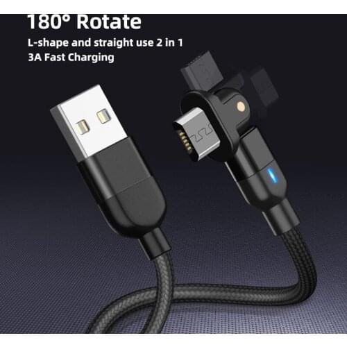 SUNPHG 180 Degree Micro USB Cable For Xiaomi Redmi Samsung Huawei Microusb Data Cable Android Phone Micro-USB Cable