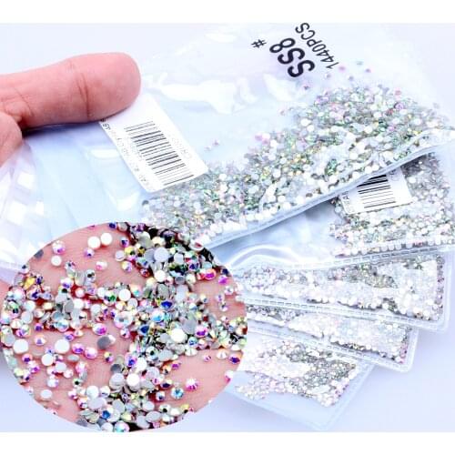 Super Glitter SS3-SS8 Crystal Rhinestones FlatBack Nail Rhinestone 3D Non HotFix Nail Art Decoration DIY Glass Manicure