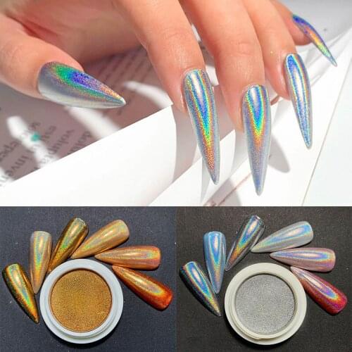 Nail art solid laser powder gold and silver electroplating titanium powder mirror glitter magic makeup nail art DIY decor art