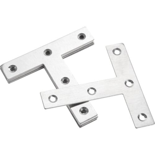 DRELD 5PCS Stainless Steel Angle Plate Corner Brace Flat T Shape Repair Bracket Brace Brackets Connector Furniture Fixing-Corner