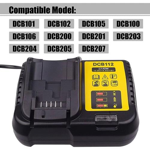High Quality DCB112 Li-ion Battery Charger for Dewalt Li-ion Batteries Charger DCB105 10.8V 12V 14.4V 18V DCB200 DCB101 DCB140
