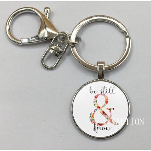 YAUTION Christian Jewelry Bible Verse Art Be Still and Know Keychain Inspirational Jewelry Psalm Fashion Women Men Faith Gifts