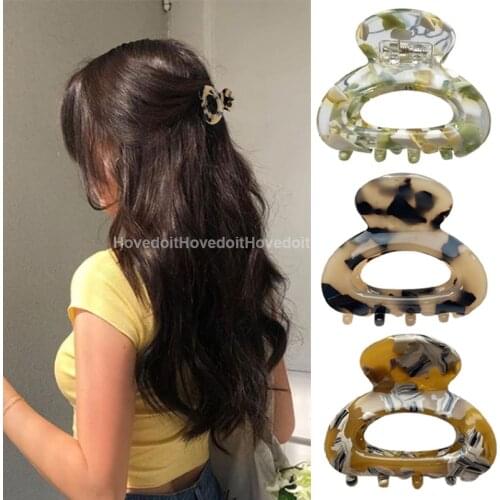 Acetate Leopard Hair Clip for Women Girls Hair Claw Chic Barrettes Crab Hairpins Styling Claw Clips Fashion Hair Accessories
