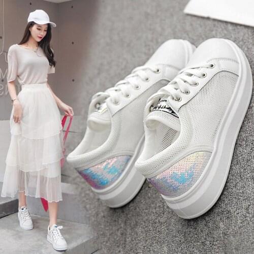 Wild basic Small White Shoes Women 2020 Spring flat Summer New Fashion Tide Shoes Mesh Breathable Casual Wind Iadies Board Shoes