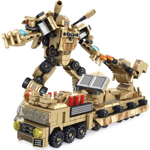 385PCS Army Multifunctional military vehicle Building Blocks 8in1 Deformation Robot Model sets Educational Toys for Child Gifts