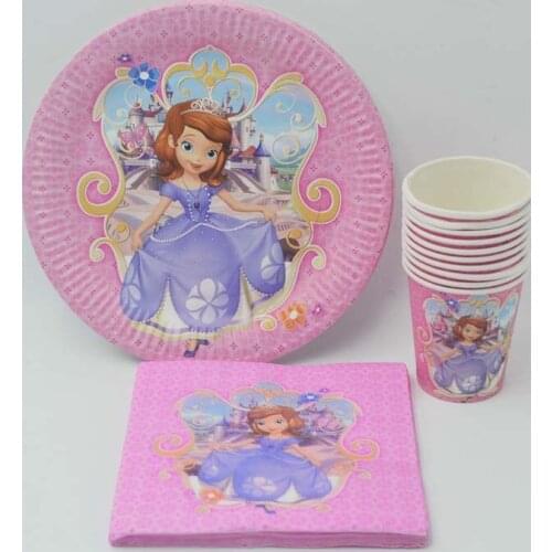40pcSofia Princess Girls Pink Decoration Kids Birthday Party Cup/Plate/Napkin Kids Party Favors Decoration Supplies Gift