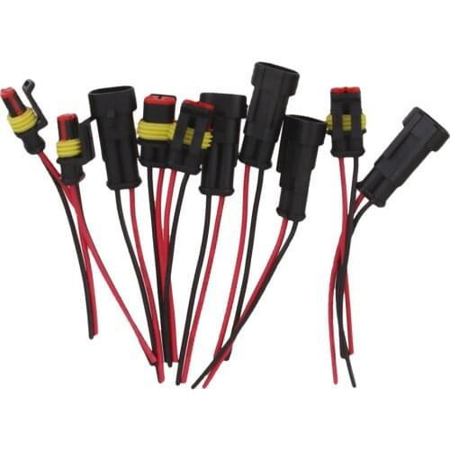 5 Kit 2 Pin Way Car Waterproof Electrical Connector Plug with Wire AWG