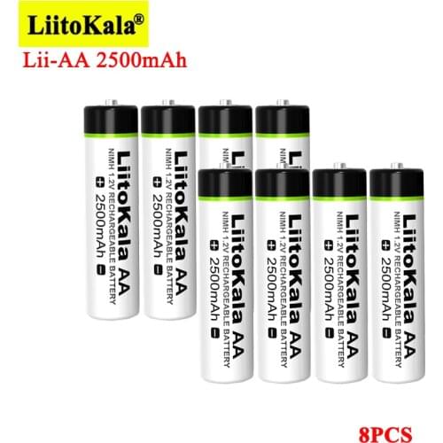 8pcs Liitokala 1.2V AA 2500mAh Ni-MH Rechargeable battery aa for Temperature gun remote control mouse toy batteries