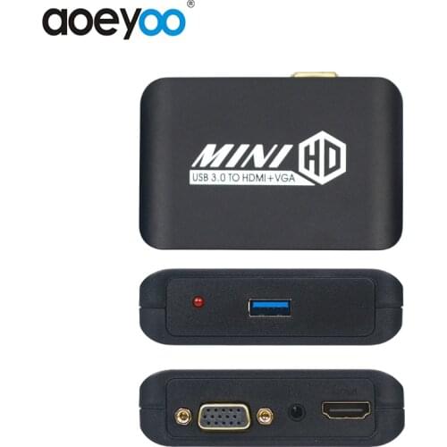 AOEYOO USB3.0 TO HDMI+VGA adapter Support for Windows systems multi-display 2-in-1 docking station