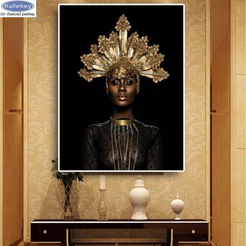 African woman DIY 5D Diamond Painting Cross Stitch Flowers Diamond Mosaic Diamond Embroidery Beads,Full Square Round 3d Picture
