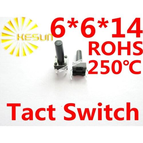 FREE SHIPPING 100PCS 6X6X14 DIP Tactile Tact Mini Push Button Switch Micro Switch Momentary ROHS
