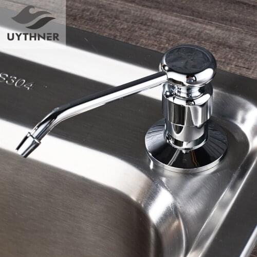 Free Shipping Chrome Polished Kitchen Soap Dispenser 220ML Brass Liquid Dispenser Deck Mount