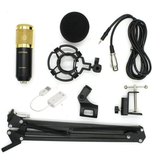 BM800 Computer Microphone 3.5mm Wired Condenser Studio Microphone Set with Arm stand For Studio Recording Broadcasting