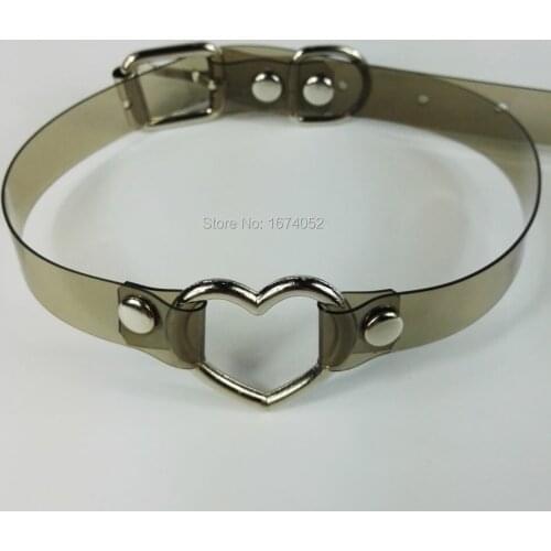 Big Sale Girl Women 100% Handmade Smoked Heart Choker Clear PVC Vinyl Collar Punk Fetish Jewelry Necklace
