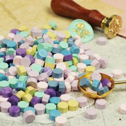 100pcs Retro Wax Seal Colored Wax Beads Scrapbooking Octagon Sealing Stamp DIY Envelope Letter Wedding Invitation Supplies