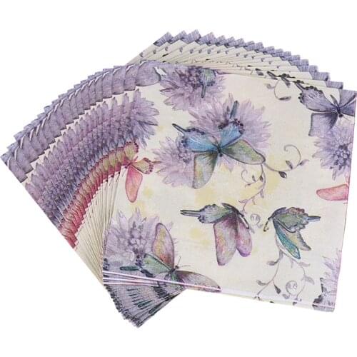20pcs/set Soft Decoupage Butterfly Cow Flower and Bird Napkins Decor Festive & Party Paper Tissue Decoration 33cm*33cm