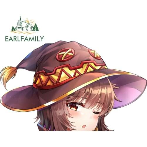 EARLFAMILY 13cm x 8cm for Anime Megumin Vinyl Car Stickers Window Trunk Occlusion Scratch Waterproof Decal for Vehicle JDM VAN