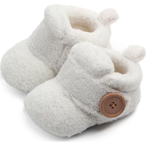 #EW Lovely Toddler Shoes Flock First Walkers Baby Shoes Round Toe Flats Button Soft Slippers Solid Shoes пинетки для малышей