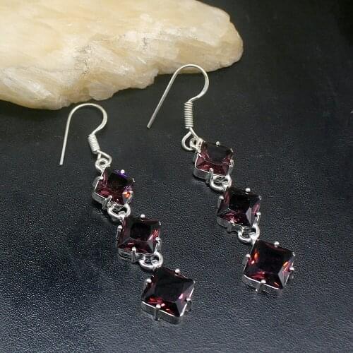 Gemstonefactory Big Promotion Single Unique 925 Silver Purple Amethyst Fancy Women Ladies Gifts Dangle Drop Earrings 20212215