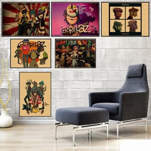 Gorillaz Music Rock Vintage Kraft Poster DIY Wall Sticker Delicate Home Bar Decor Gift